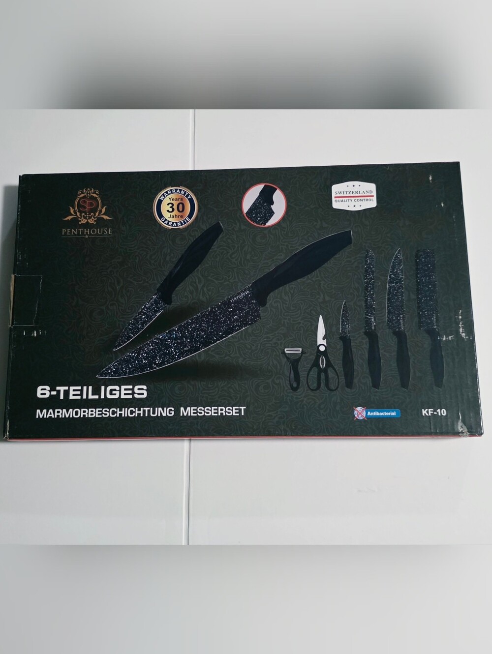 Black Sparkle 6-Piece Knife and Tool Set